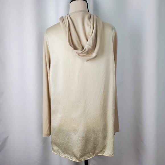 Perse By Carlisle Silk Pullover Hoodie Sweater Beige - Size 10 - Picture 3 of 12